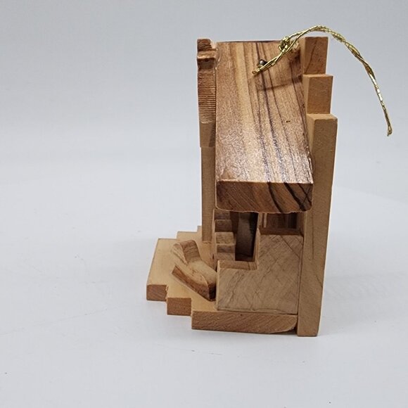 Handcrafted Bethlehem Nativity Scene Wooden Ornament Oak - Picture 5 of 7